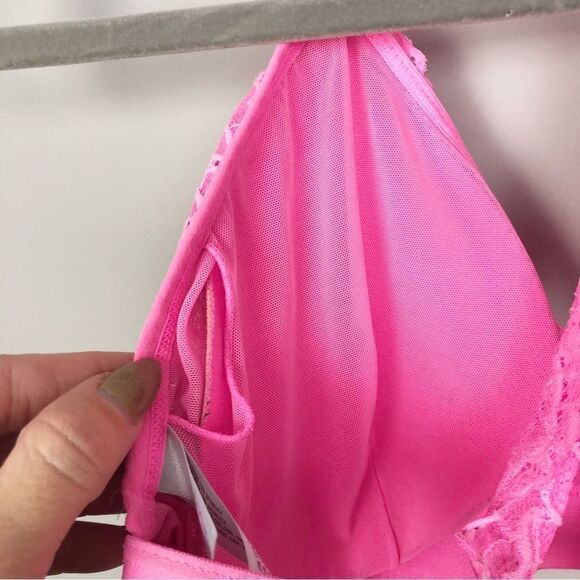 XHILARATION | Neon Pink Lace Triangle Bralette Racerback Cutout Women’s X-Large - Picture 8 of 8